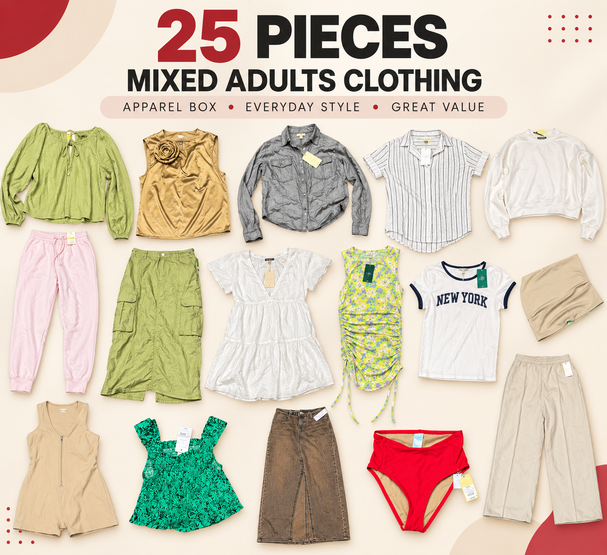 25-Piece Retail Apparel Box - New Adult Clothing Shelf Pulls