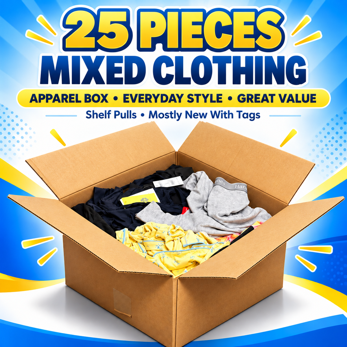 25-Piece Retail Apparel Box - WM Clothing Shelf Pulls