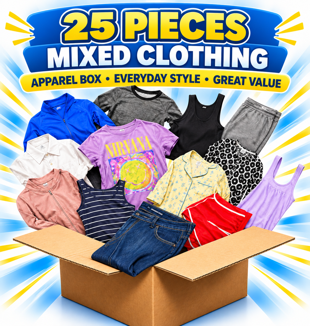 25-Piece Retail Apparel Box - WM Clothing Shelf Pulls