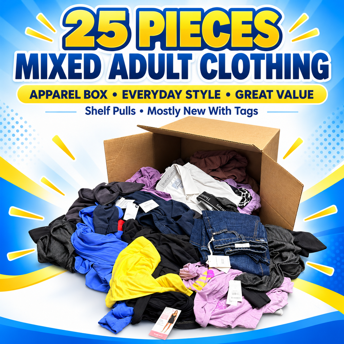 25-Piece Retail Apparel Box - WM Adult Clothing Shelf Pulls