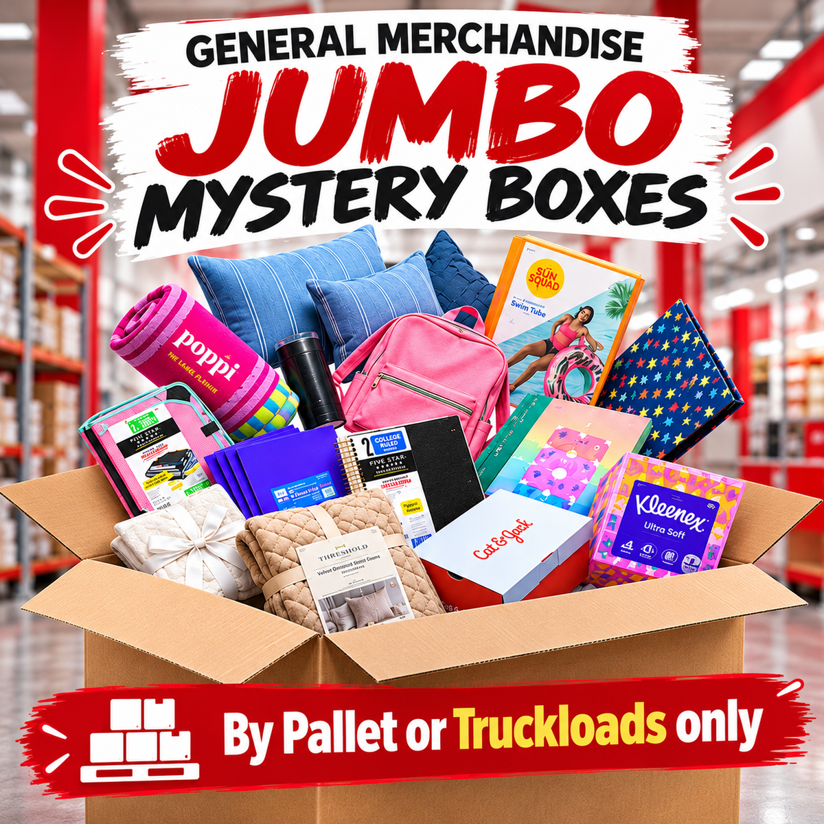 General Merchandise Jumbo Mystery Boxes | Wholesale Pallets & Truckloads