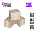 UNBOX'D Surprises Family Drop Bundle | Her + His + Kids Boxes