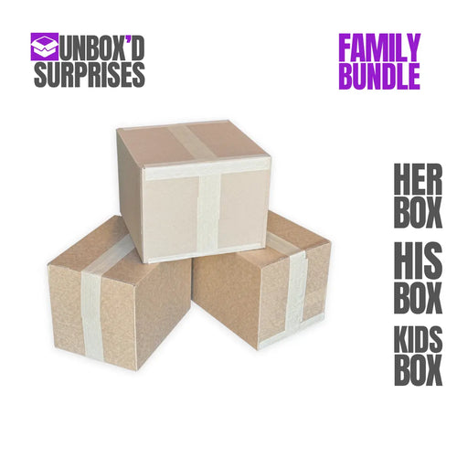 UNBOX'D Surprises Family Drop Bundle | Her + His + Kids Boxes QUICKBOXZ